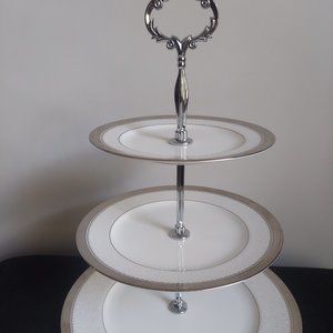 Noritake Odessa Platinum 3-Tiered Serving Tray